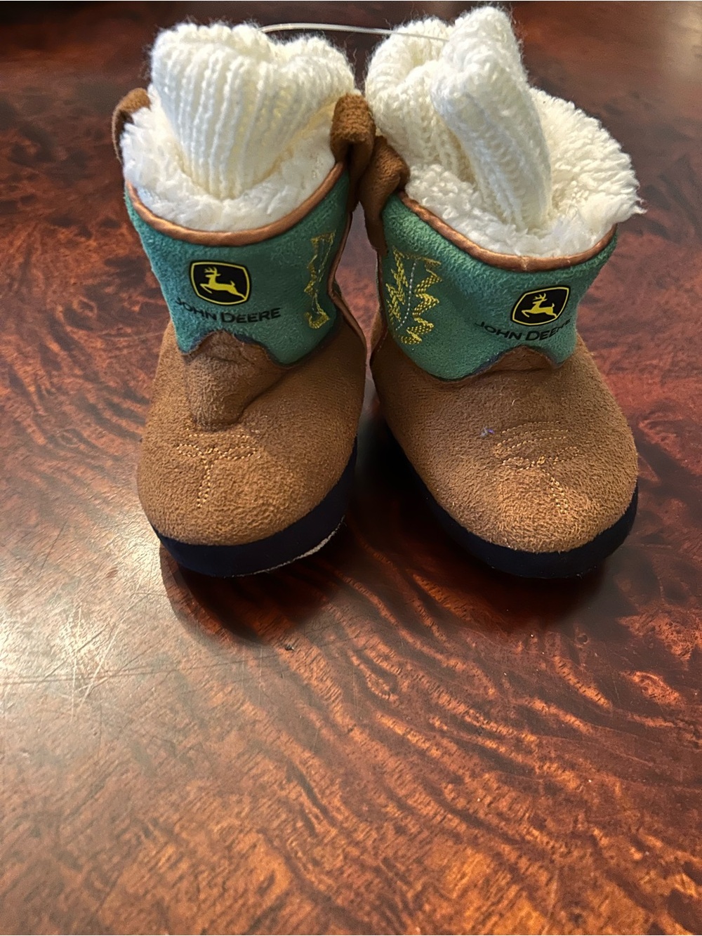 John Deere Brown and Green Sherpa-Lined Toddler Boots